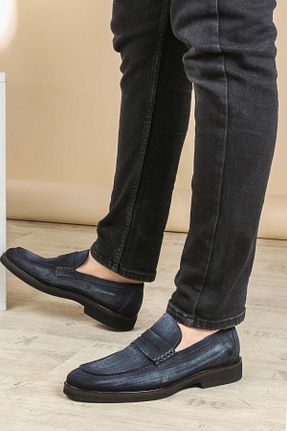 کفش لوفر سرمه ای مردانه چرم خالص Fast Step - کد 36406918