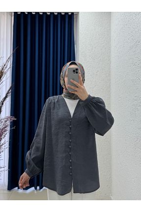پیراهن حجاب طوسی رگولار Ebrar Store - کد 929297129