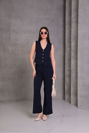 ست بالاتنه و پائین تنه سرمه ای زنانه بافتنی MODA - کد 934306496