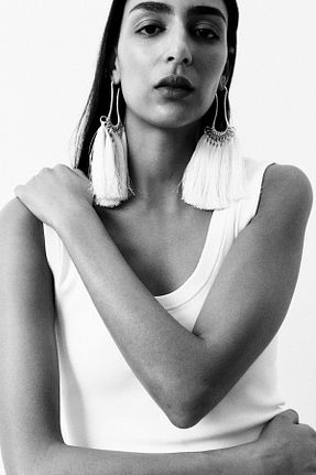 تیشرت بژ زنانه اسلیم فیت H&M - کد 929581073