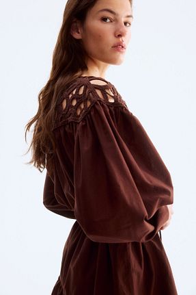 لباس قهوه ای زنانه بافتنی H&M - کد 925432142