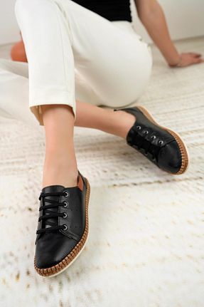 کفش پیاده روی مشکی زنانه چرم اصل Nesil Shoes - کد 697532485