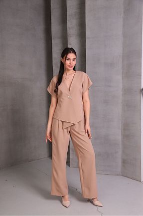 ست بالاتنه و پائین تنه بژ زنانه بافتنی MODA - کد 934308609