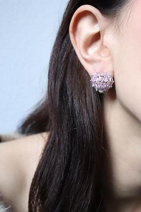 گوشواره استیل (فولاد) صورتی رودیوم mercanjewelry - کد 934359241