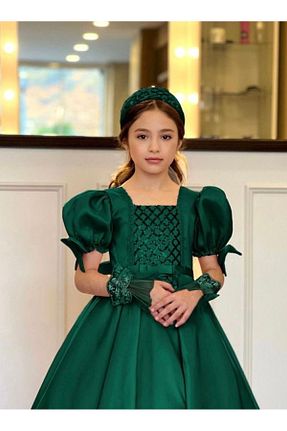 لباس مجلسی و فارغ التحصیلی سبز بچه گانه ساتن Kids - کد 817189461
