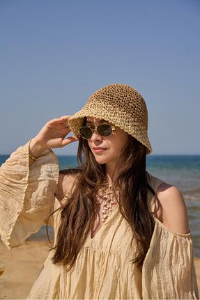 کلاه بژ زنانه حصیر Tina İstanbul - کد 934396342