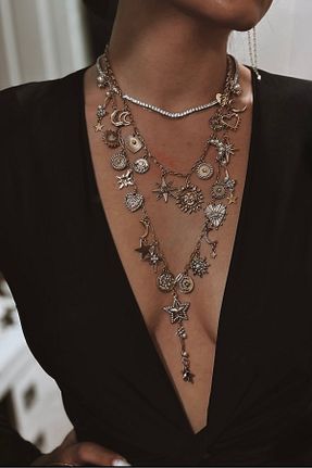 گردنبند جواهر متالیک زنانه برنجی stravis - کد 931327627