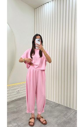 ست بالاتنه و پائین تنه بارداری صورتی زنانه اورسایز manana fashion - کد 934401859