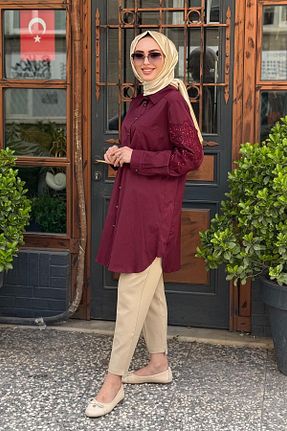 تونیک حجاب زرشکی زنانه پنبه پلی استر FUAT GÜRSEN - کد 928641747