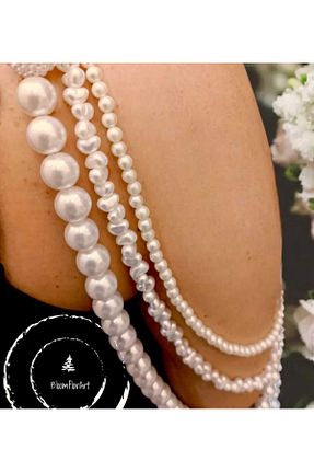 گردنبند مروارید سفید مروارید فرهنگی Bloomflorart - کد 934416949