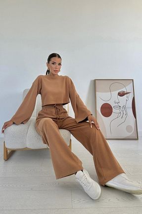 ست بالاتنه و پائین تنه قهوه ای زنانه پنبه ای velmorafashion - کد 935494487