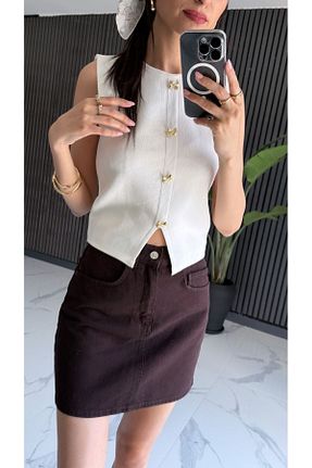 دامن قهوه ای زنانه جین Butik - کد 934415862