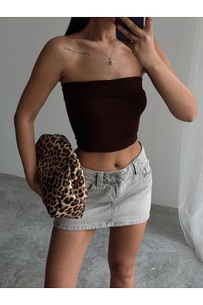بلوز قهوه ای زنانه ساده mydukkan.co - کد 934423674