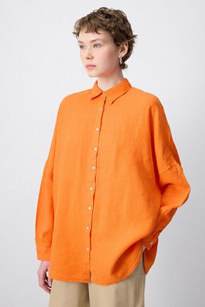 پیراهن حجاب نارنجی زنانه اورسایز Touche Prive - کد 934423323