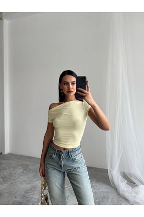 بلوز زرد زنانه ساده mydukkan.co - کد 934423781