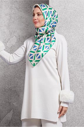 روسری سبز پنبه پلی استر Alvina - کد 871441898