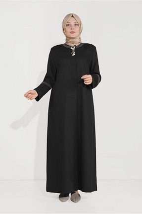 مانتو بلند حجاب مشکی زنانه مخلوط ویسکون Alvina - کد 869458152