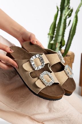 دمپائی بژ زنانه چرم مصنوعی PLN SHOES - کد 928699395