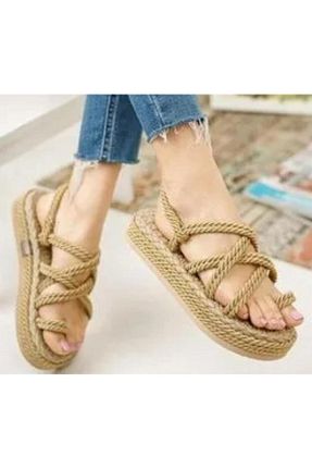 صندل قهوه ای زنانه پاشنه تخت Aras Shop - کد 935494722