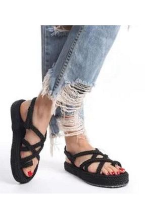 صندل مشکی زنانه پاشنه تخت Aras Shop - کد 935493884