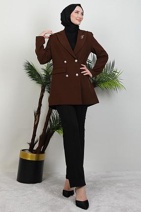 کت حجاب قهوه ای رگولار GİYZAMİLA - کد 934455149