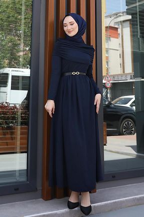 لباس حجاب سرمه ای زنانه رگولار GİYZAMİLA - کد 934458722