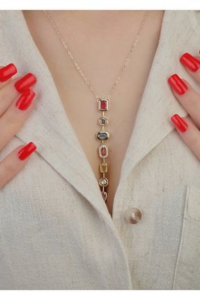 گردنبند جواهر زرد زنانه زیرکن Home - کد 934459166