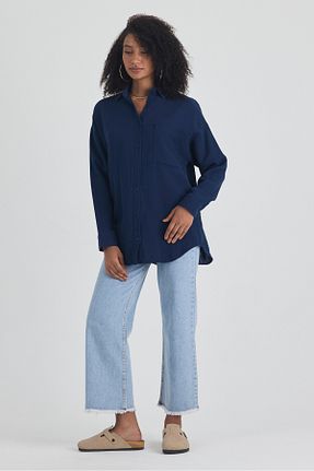 پیراهن سرمه ای زنانه اورسایز macharel jeans - کد 842990342