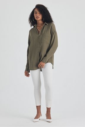 پیراهن خاکی زنانه اورسایز macharel jeans - کد 860197314