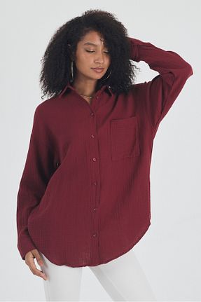 پیراهن زرشکی زنانه اورسایز macharel jeans - کد 860197317