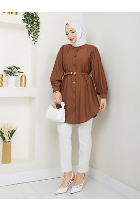 تونیک حجاب قهوه ای زنانه پنبه پلی استر modapark.ist - کد 935512915