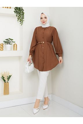 تونیک حجاب قهوه ای زنانه پنبه پلی استر modapark.ist - کد 935512915