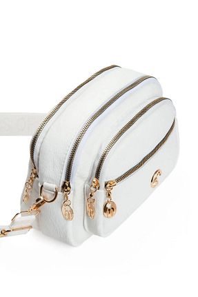 کیف دوشی سفید زنانه چرم مصنوعی GOLDBAGS - کد 934486780