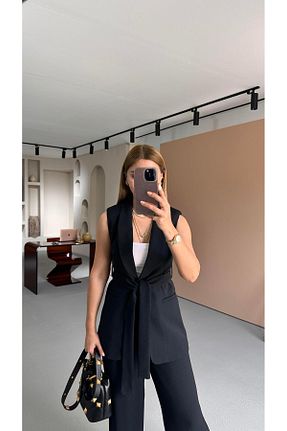 ست بالاتنه و پائین تنه مشکی زنانه بافتنی Sezgi Tekin - کد 934523252