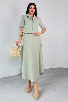 ست بالاتنه و پائین تنه سبز زنانه پنبه ای Cappmoda - کد 934532193