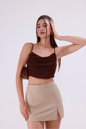 دامن بژ زنانه پارچه LA PANTE - کد 935577832