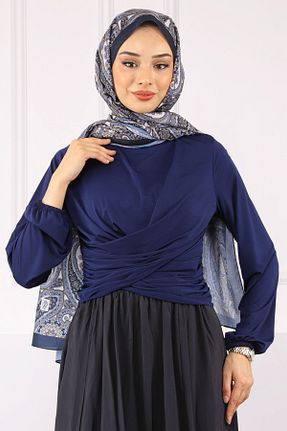 بلوز حجاب سرمه ای زنانه رگولار İmajButik - کد 934587449