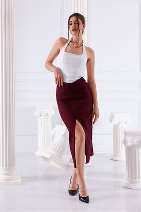 دامن زرشکی زنانه بافتنی LA PANTE - کد 934593085