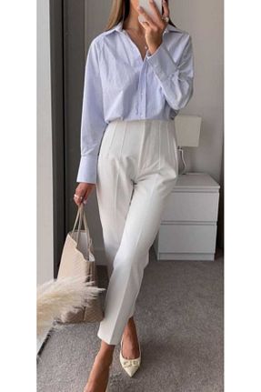شلوار پارچه ای سفید زنانه سایز اورجینال Mrs.idea - کد 934600375