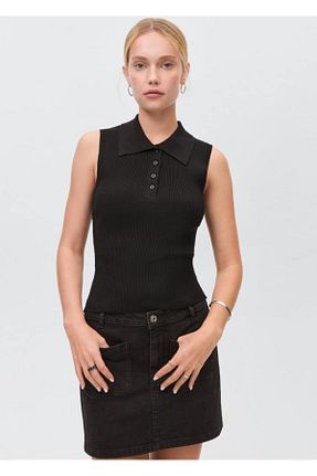 بلوز مشکی زنانه اسلیم فیت MANGO Teen - کد 899216033