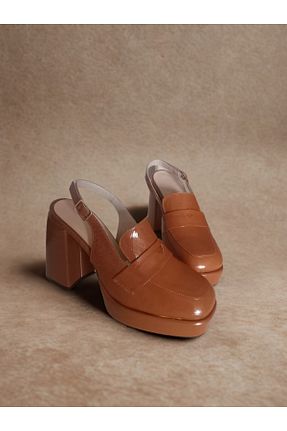 کفش پاشنه بلند کلاسیک قهوه ای زنانه چرم خالص Sevda Şekerci - کد 935670025