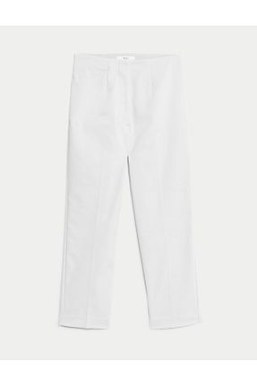 شلوار سفید زنانه پنبه ای Marks & Spencer - کد 934639464