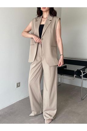 ست بالاتنه و پائین تنه بژ زنانه بافت Bade Butik - کد 934635871
