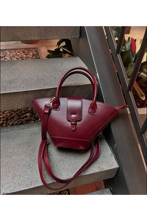 کیف دوشی زرشکی زنانه چرم مصنوعی Melos Butik - کد 902984507