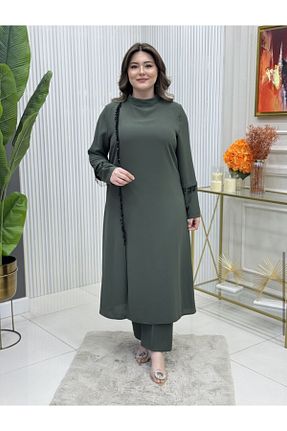 ست بالاتنه و پائین تنه حجاب خاکی زنانه سایز بزرگ GK - کد 934706076