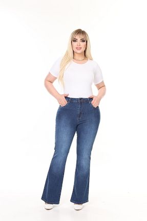 شلوار جین سایز بزرگ آبی زنانه پاچه اسپانیولی Era Lisa - کد 934705627