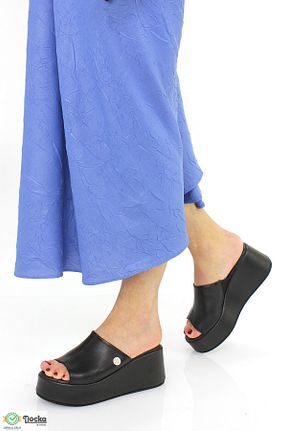 دمپائی مشکی زنانه چرم خالص Mammamia - کد 934691342