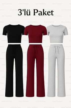 ست بالاتنه و پائین تنه رنگی زنانه بافتنی Siner Fashion - کد 924355405