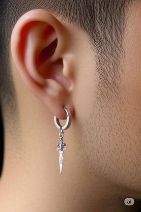 گوشواره استیل (فولاد) طوسی زنانه استیل ضد زنگ Lynare - کد 934743592