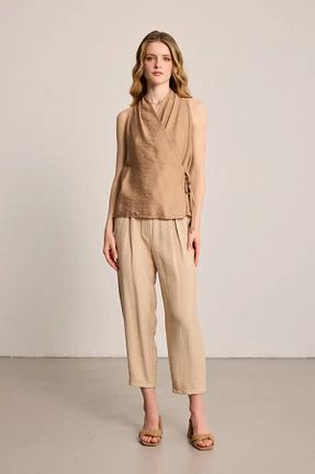 بلوز قهوه ای زنانه ساده Gusto - کد 934750841